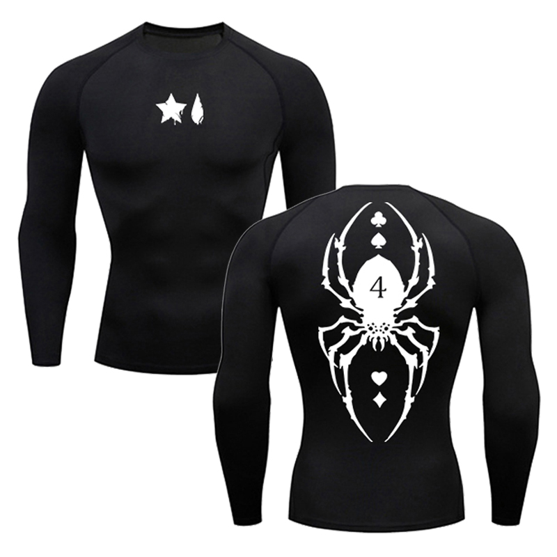 Base Layer Top - قميص ضغط مطبوع عنكبوت للرجال ،