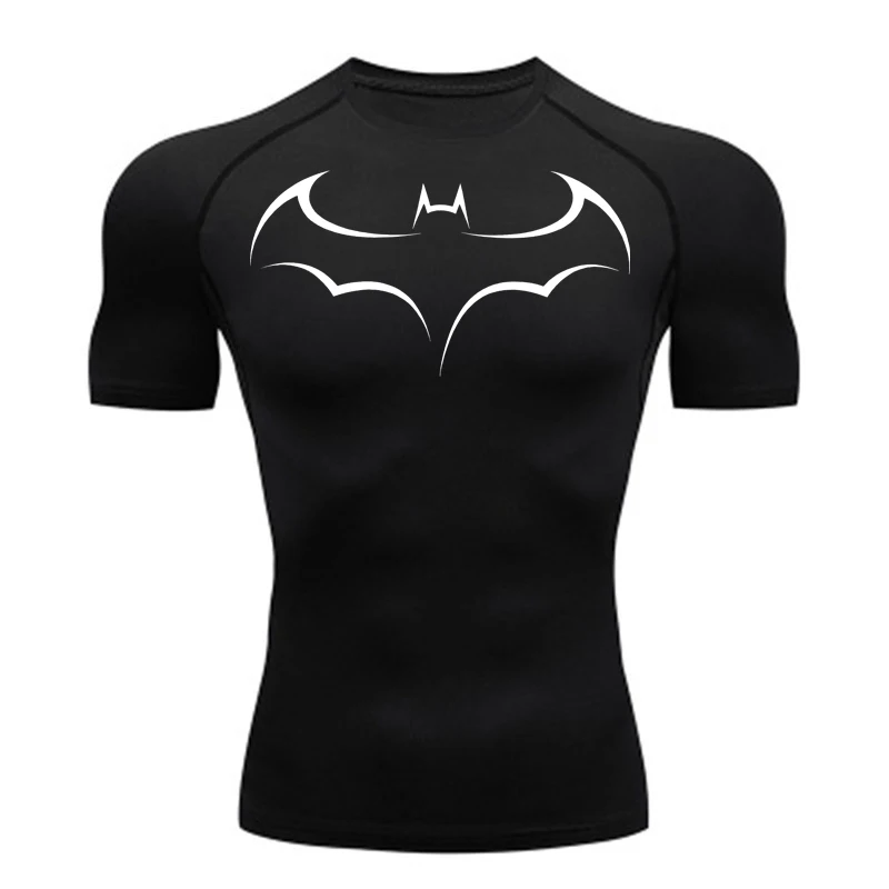 T Shirt Tight Fit - قميص رجالي ضيق مطبوع بتصميم الخفاش،
