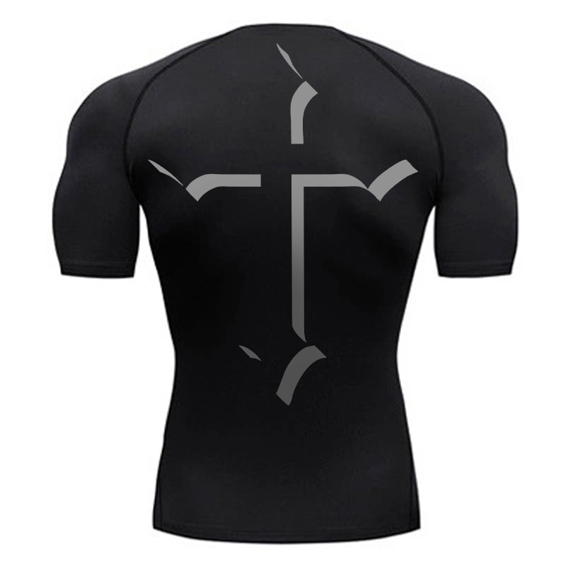 Base Layer Top - قميص ضغط مطبوع متقاطع للرجال كريستيان