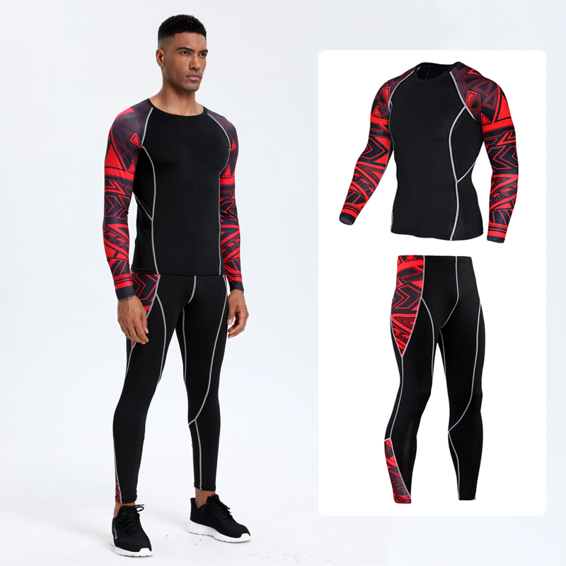 T Shirt Tight Fit - بدلة اللياقة البدنية الرياضية الاحترافية للرجال: