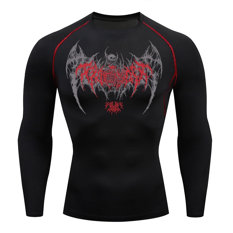Base Layer Top - قمصان مضغوطة بأكمام طويلة مطبوعة بأجنحة