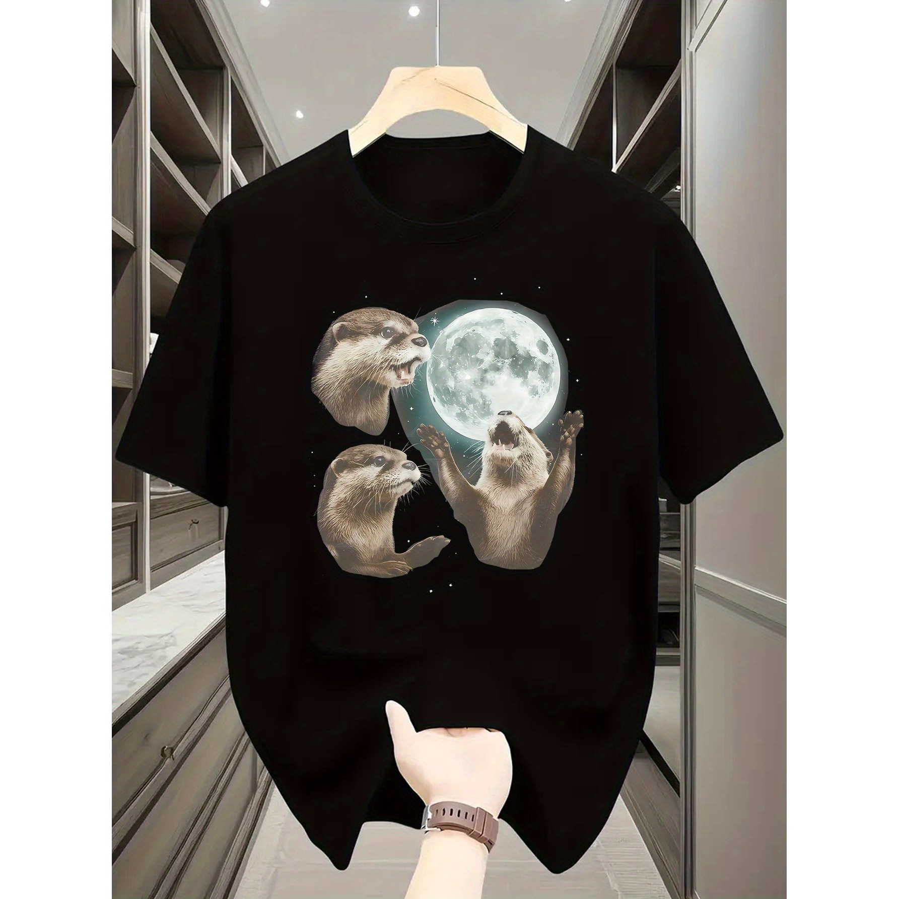 Undershirt Crew Neck - تي شيرت رجالي بطبعة Playful Otters