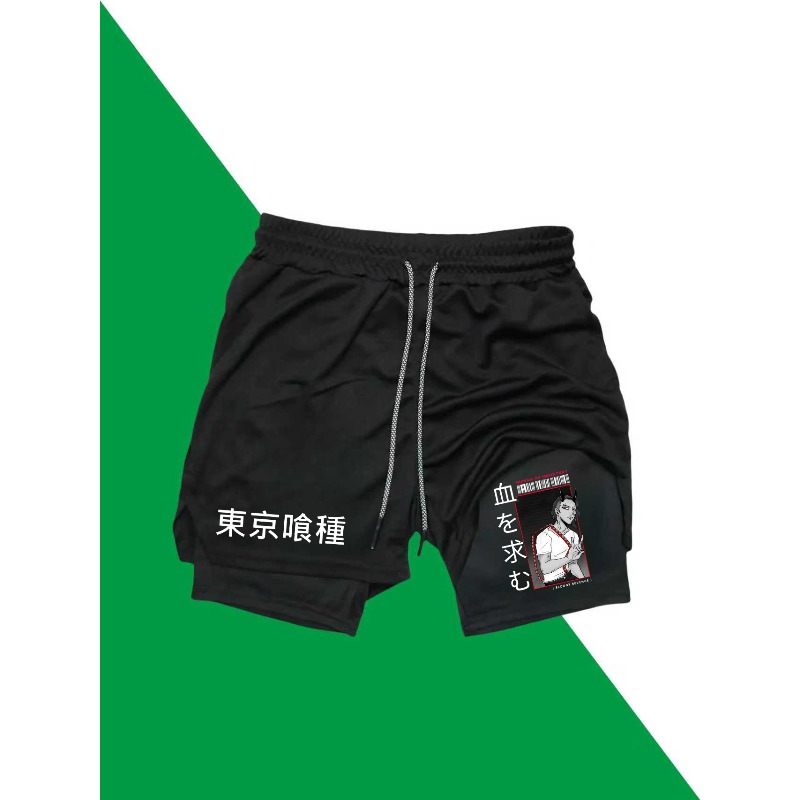 Compression Shorts Athletes - طوكيو الغول طباعة 2in1 تشغيل تجريب