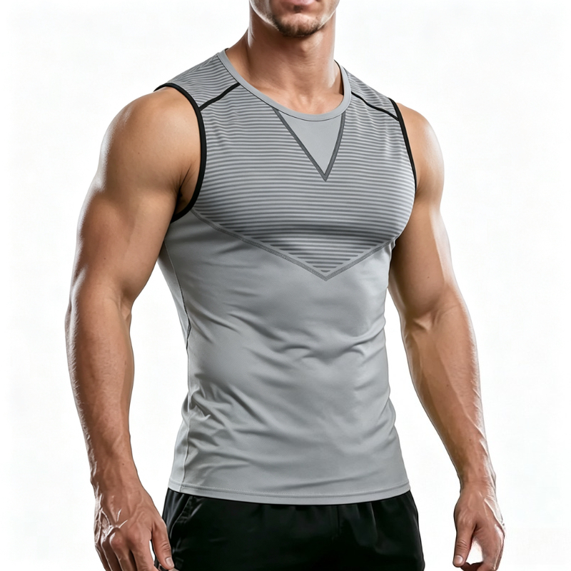 T Shirt Tight Fit - قمصان تدريب شاملة بدون أكمام للرجال،