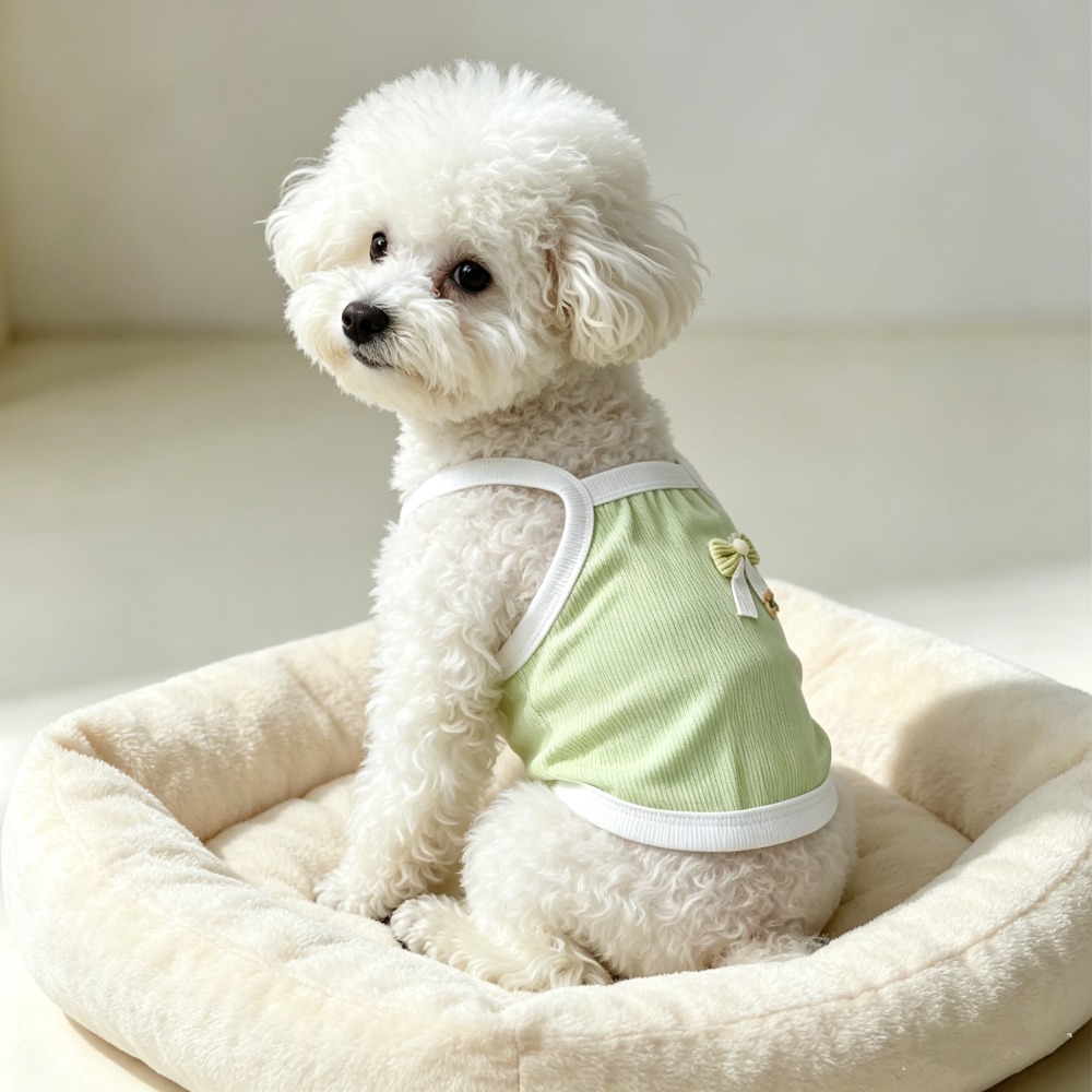 Tank Top Ribbed - 1 قطعة سترة حيوانات أليفة خضراء