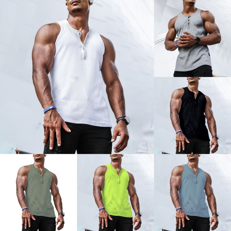 Undershirt Crew Neck - قميص هينلي مضلع بدون أكمام للرجال،