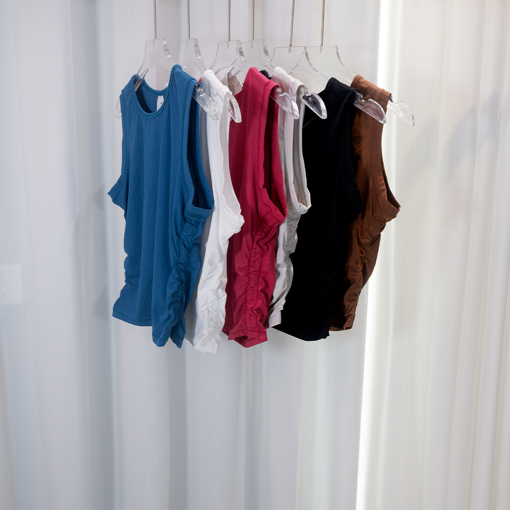 Tank Top Ribbed - ملابس يوغا صيفية، توب مضلع بدون