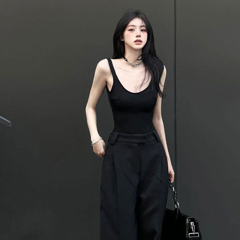 بدلة قطعة واحدة سوداء مثيرة بد - مراجعة Tank Top Ribbed وسعره