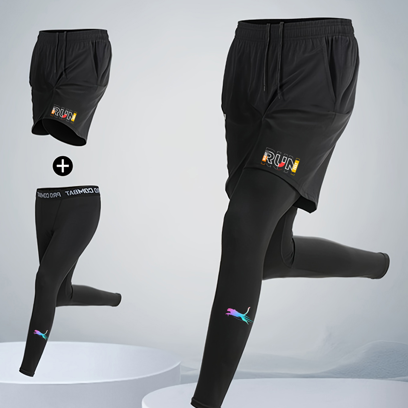 طقم رياضي للرجال مكون من قطعتي - مراجعة Compression Shorts Athletes وسعره