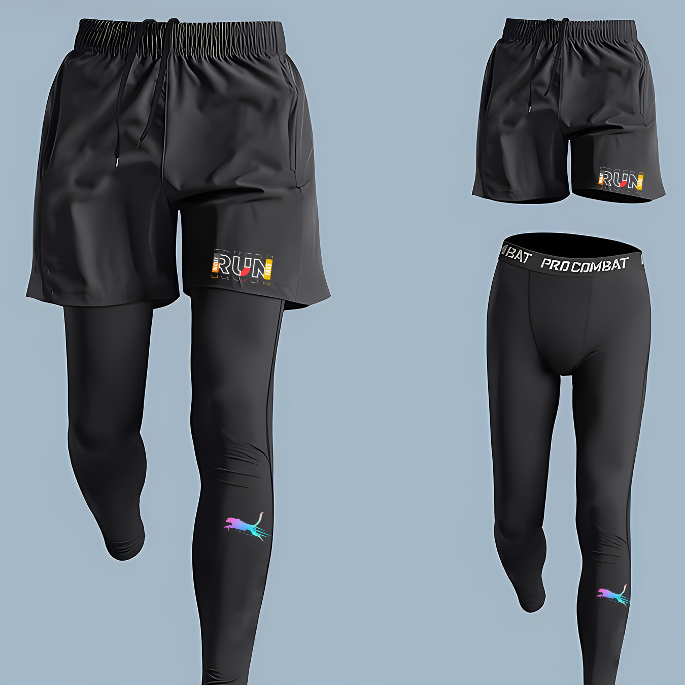 طقم رياضي للرجال مكون من قطعتي - مراجعة Compression Shorts Athletes وسعره